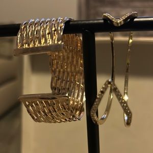 Victoria secret gold and white rhinestones and silver cuff bracelet